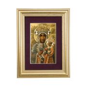 5 1/4" x 6 3/4" Gold Leaf Frame-Burgundy Matte with a 2 1/2" x 3 3/4" Our Lady of Czestochowa Print