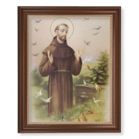 13 1/2" x 16 9/16" Walnut Finished Frame with 11" x 14" Saint Francis Textured Art