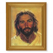10" x 12" Gold Leaf Finish Beveled Frame with 8" x 10" Hook: Head of Christ Textured Art