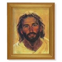 10" x 12" Gold Leaf Finish Beveled Frame with 8" x 10" Hook: Head of Christ Textured Art