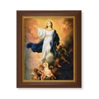 10 1/2" x 12 1/2" Walnut Finish Beveled Frame with 8" x 10" Immaculate Conception Textured Art 10 1/2" x 12 1/2" Walnut Finish Beveled Frame with 8" x 10" Immaculate Conception Textured Art