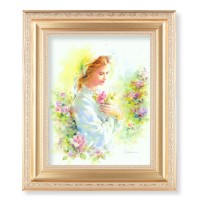 10 1/4" x 12 1/4" Satin Gold Frame with an 8" x 10" Blanc: Mystical Rose Print