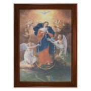 23.5" x 31" Walnut Finished Beveled Frame with 19" x 27" Our Lady of Untier of Knots Textured Art
