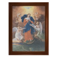 23.5" x 31" Walnut Finished Beveled Frame with 19" x 27" Our Lady of Untier of Knots Textured Art