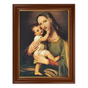 15 1/2" x 19 1/2" Walnut Finish Frame with Gold Accent and a 12" x 16" Succoring Mary Textured Art