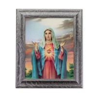 10 1/2" x 12 1/2" Grey Oak Finish Frame with an 8" x 10" Immaculate Heart of Mary Print