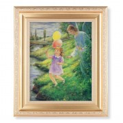 10 1/4" x 12 1/4" Satin Gold Frame with an 8" x 10" Guardian Angel with Girl Print