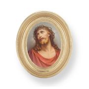 3 1/2" x 4 1/2" Gold Oval Frame with an Ecce Homo Print