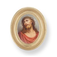 3 1/2" x 4 1/2" Gold Oval Frame with an Ecce Homo Print