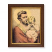 10 1/2" x 12 1/2" Walnut Finish Beveled Frame with 8" x 10" Saint Joseph with Crying Jesus Textured Art
