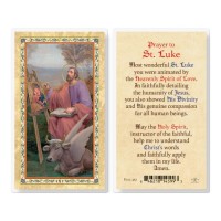 25pk - Saint Luke With Prayer  Gold Stamped Laminated Holy Card  Pk 25