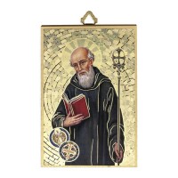 4" x 6" Gold Foil Saint Benedict Mosiac Plaque 4" x 6" Gold Foil Saint Benedict Mosiac Plaque