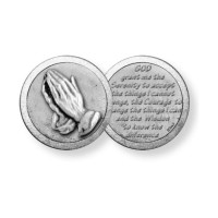 10pk - Serenity Prayer with Praying Hands Pocket Coin (Sold in Inc. of 10)