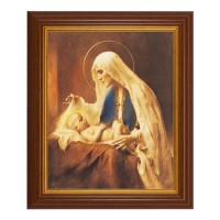 10 1/2" x 12 1/2" Walnut Finish Beveled Frame with 8" x 10" Madonna And Child Textured Art