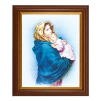 10 1/2" x 12 1/2" Walnut Finish Beveled Frame with 8" x 10" Madonna of the Streets Textured Art