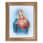 13 1/2" x 16 9/16" Gold Leaf Antique Finished Frame with 11" x 14" Immaculate Heart of Mary Textured Art