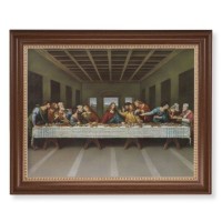13 1/2" x 16 9/16" Walnut Finished Frame with 11" x 14" DaVinci: Last Supper Textured Art