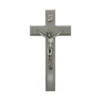 10" Grey Wood Crucifix with Antiqued Pewter Corpus 10" Grey Wood Crucifix with Antiqued Pewter Corpus