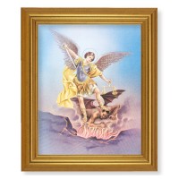 10" x 12" Gold Leaf Finish Beveled Frame with 8" x 10" St. Michael Textured Art