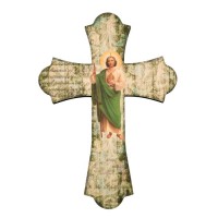 Saint Jude 12" Laser Cut Wood Vintage Cross Saint Jude 12" Laser Cut Wood Vintage Cross