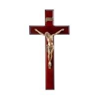 11" Dark Cherry Cross with Museum Gold Tone Corpus