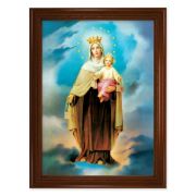 23.5" x 31" Walnut Finished Beveled Frame with 19" x 27" Our Lady of Mount Carmel Textured Art
