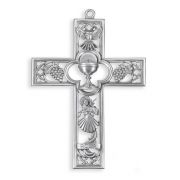 6" x 4 1/4" Cathedral Touch R.C.I.A. with Chalice Center Cross in Genuine Pewter