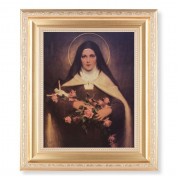 10 1/4" x 12 1/4" Satin Gold Frame with an 8" x 10" St. Therese Print