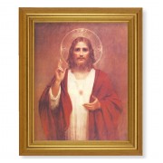 10" x 12" Gold Leaf Finish Beveled Frame with 8" x 10" Sacred Heart of Jesus Textured Art