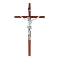 10" Wood Crucifix with Silver Finish Corpus 10" Wood Crucifix with Silver Finish Corpus