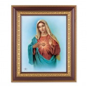11 1/2" x 13 1/2" Cherry Frame with Gold Trim with an 8" x 10" Immaculate Heart of Mary Print