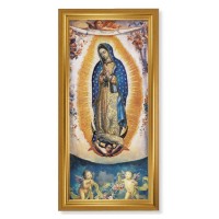 15 1/2" x 29" Gold Leaf Finished Frame with 12' x 26" Our Lady of Guadalupe Textured Art