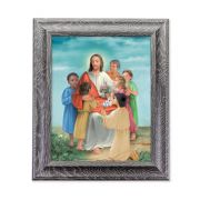 10 1/2" x 12 1/2" Grey Oak Finish Frame with an 8" x 10" Christ with Children Print