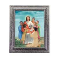 10 1/2" x 12 1/2" Grey Oak Finish Frame with an 8" x 10" Christ with Children Print 10 1/2" x 12 1/2" Grey Oak Finish Frame with an 8" x 10" Christ with Children Print