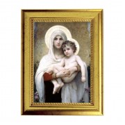 6 3/4" X 8 3/4" Gold Leaf Finish Frame with 5" X 7" Madonna of The Roses Textured Art