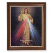 13 1/2" x 16 9/16" Walnut Finished Frame with 11" x 14" Divine Mercy Textured Art