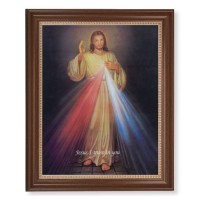 13 1/2" x 16 9/16" Walnut Finished Frame with 11" x 14" Divine Mercy Textured Art