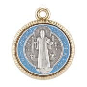 Saint Benedict Epoxied Medal with Gold Finished Rim