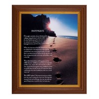 10 1/2" x 12 1/2" Walnut Finish Beveled Frame with 8" x 10" Footprints Textured Art