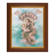 10 1/2" x 12 1/2" Walnut Finish Beveled Frame with 8" x 10" St. Joseph Textured Art