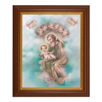 10 1/2" x 12 1/2" Walnut Finish Beveled Frame with 8" x 10" St. Joseph Textured Art