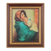 11 1/2" x 13 1/2" Cherry Frame with Gold Trim with an 8" x 10" Madonna of the Streets Print