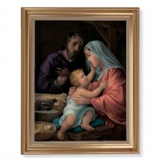 13 1/2" x 16 9/16" Gold Leaf Antique Finished Frame with 11" x 14" Holy Family Textured Art