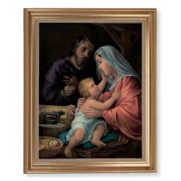 13 1/2" x 16 9/16" Gold Leaf Antique Finished Frame with 11" x 14" Holy Family Textured Art