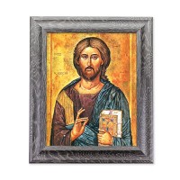 10 1/2" x 12 1/2" Grey Oak Finish Frame with an 8" x 10" Christ The All Knowing Print