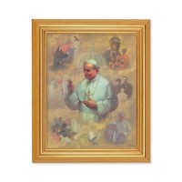 10" x 12" Gold Leaf Finish Beveled Frame with 8" x 10" St. John Paul II Textured Art