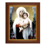 10 1/2" x 12 1/2" Walnut Finish Beveled Frame with 8" x 10" Bouguereau: Madonna with Roses Textured Art