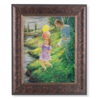 11 1/4" x 13 1/4" Art Deco Frame with an 8" x 10" Guardian Angel with Girl Print