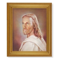 10" x 12" Gold Leaf Finish Beveled Frame with 8" x 10" Head of Christ Textured Art