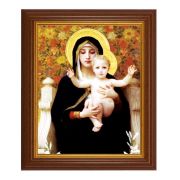 10 1/2" x 12 1/2" Walnut Finish Beveled Frame with 8" x 10" Bouguereau: Madonna of the Lilies Textured Art